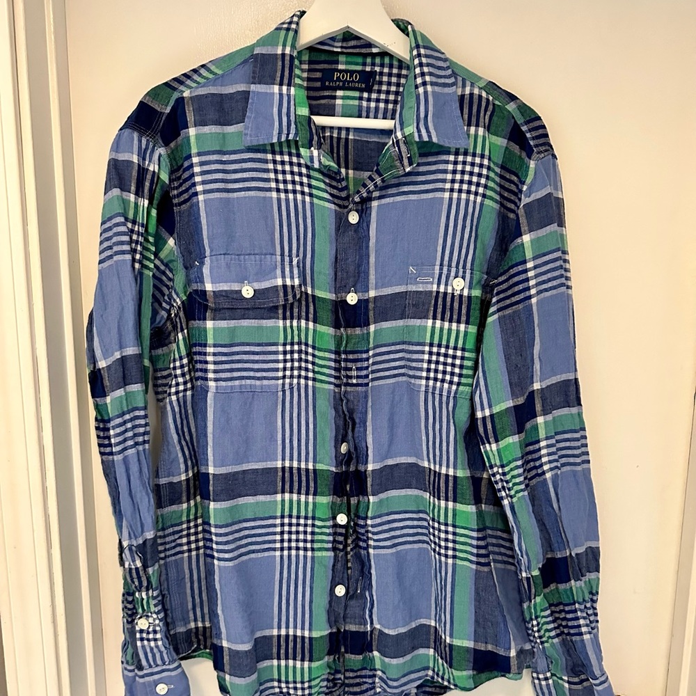 Polo by Ralph Lauren men’s size L linen long sleeve button down shirt